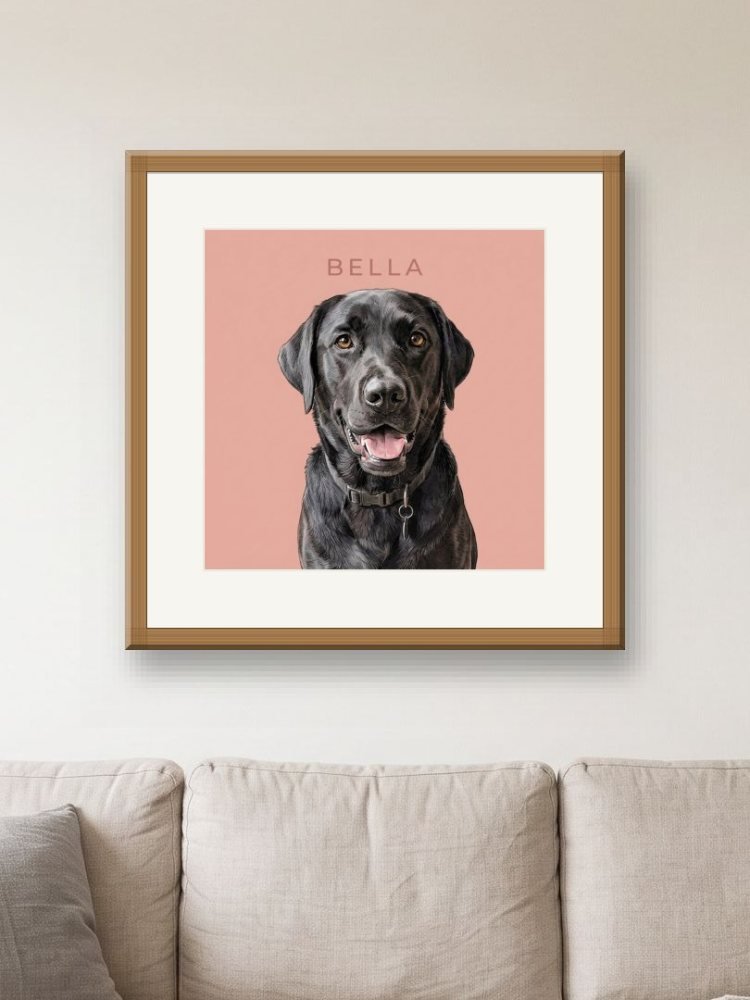Colour Block · Blush created square, in a square frame on a wall