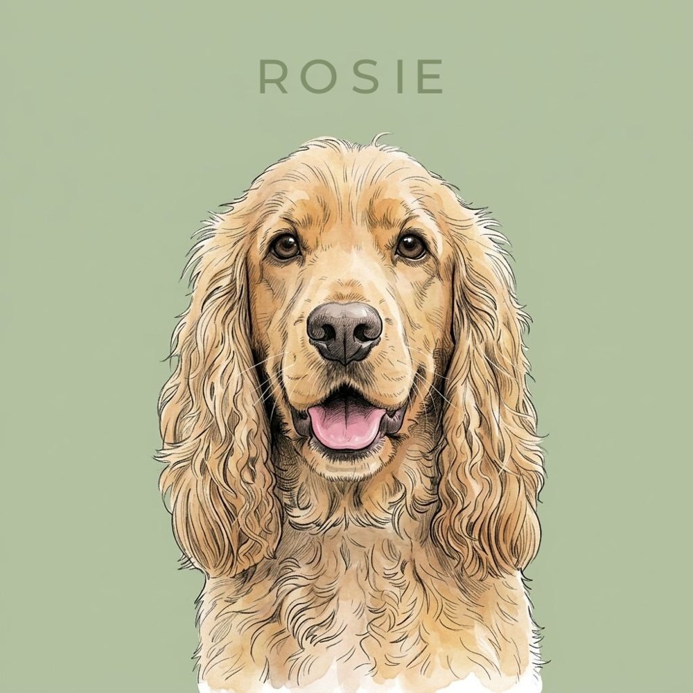 Colour Block · Sage created square, of a cocker spaniel