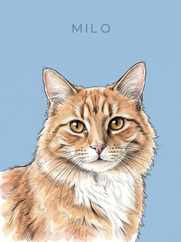 Colour Block · Sky portrait of a ginger cat