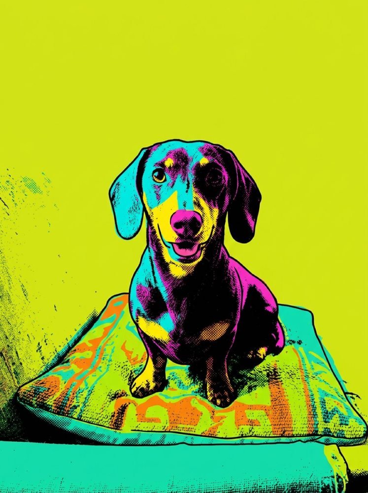 Pop Art portrait of a dachshund