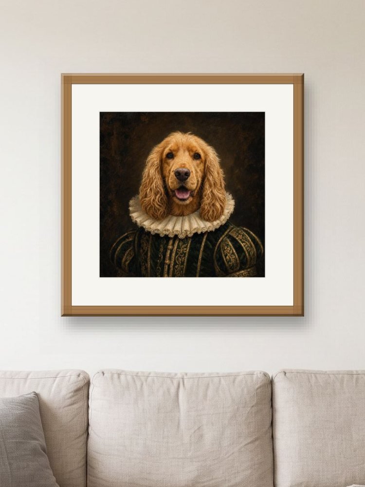 Renaissance Noble created square, in a square frame on a wall