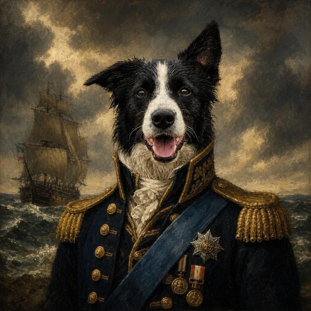 The Admiral created square, of a border collie