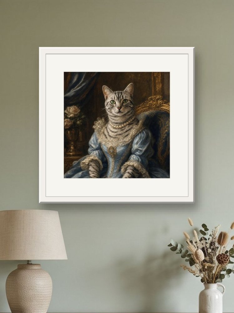 The Duchess created square, in a square frame on a wall