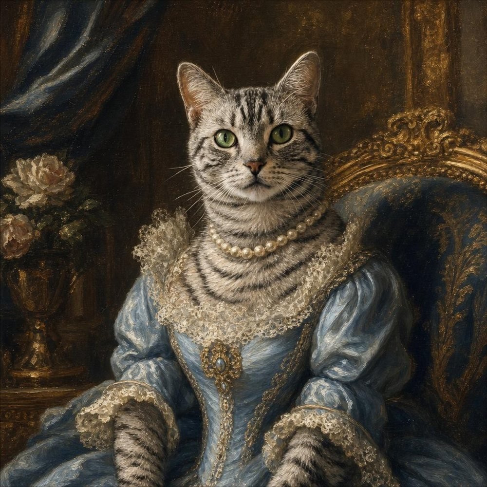 The Duchess created square, of a tabby cat