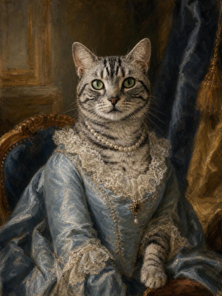 The Duchess portrait of a tabby cat