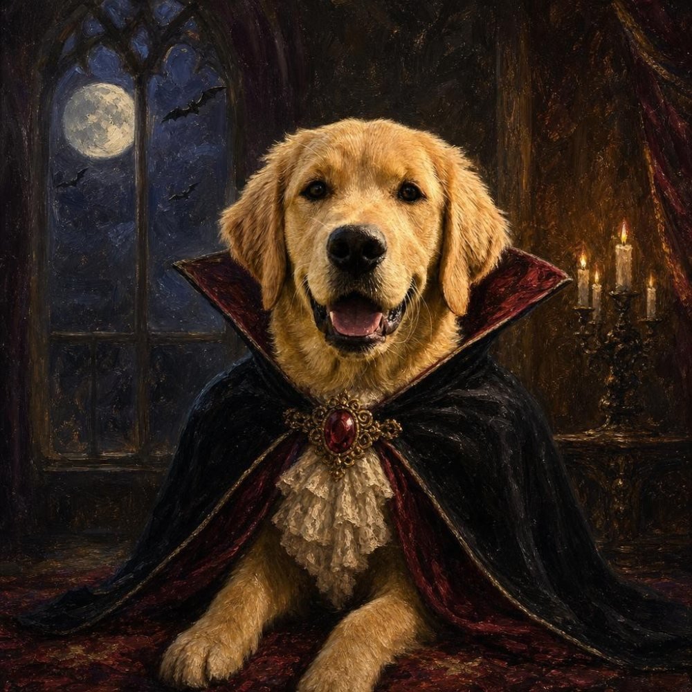 The Vampire Count created square, of a golden retriever