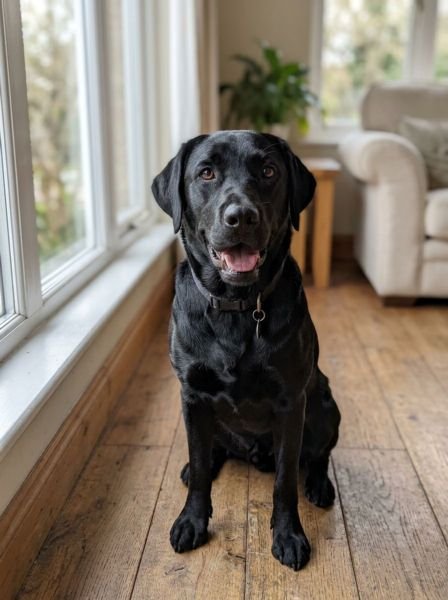 The original photo of the black labrador